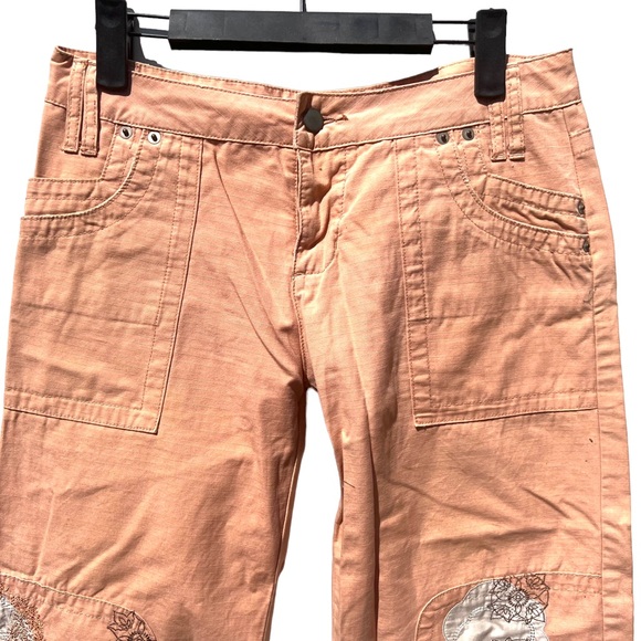 Danang da-nang peach embroidered y2k pants small s - Picture 6 of 8